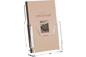 YUXUN Acrylic Brochure Holder 6x8 Inch,Clear Countertop Display Stand,Pamphlet Holder for Trifold Flyers,Booklets,Menu,Leafle