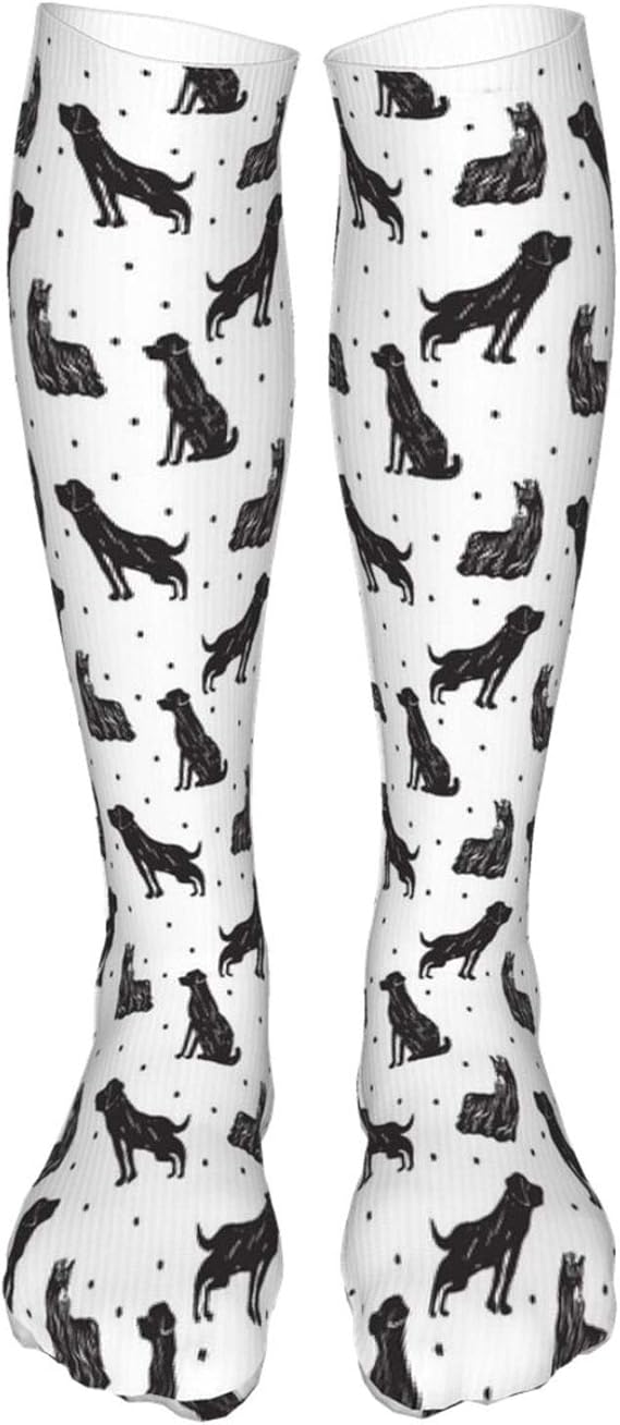 Amazon Co Jp 手描きのテリアラブラドールシルエットのさまざまな種類のペットの動物ソックスファッション 楽しく 快適で 絶妙なギフト スポーツプリント ランニングユニセックススポーツストッキング60cm 服 ファッション小物
