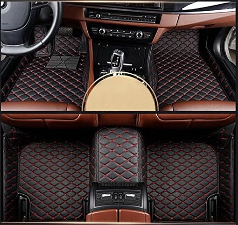 Kanredi Custom Fit All Weather Full Covered Car Carpet Floorliner Floor Mats For Tesla Model X 5 Seats Coffee Tesla Model X 5seats