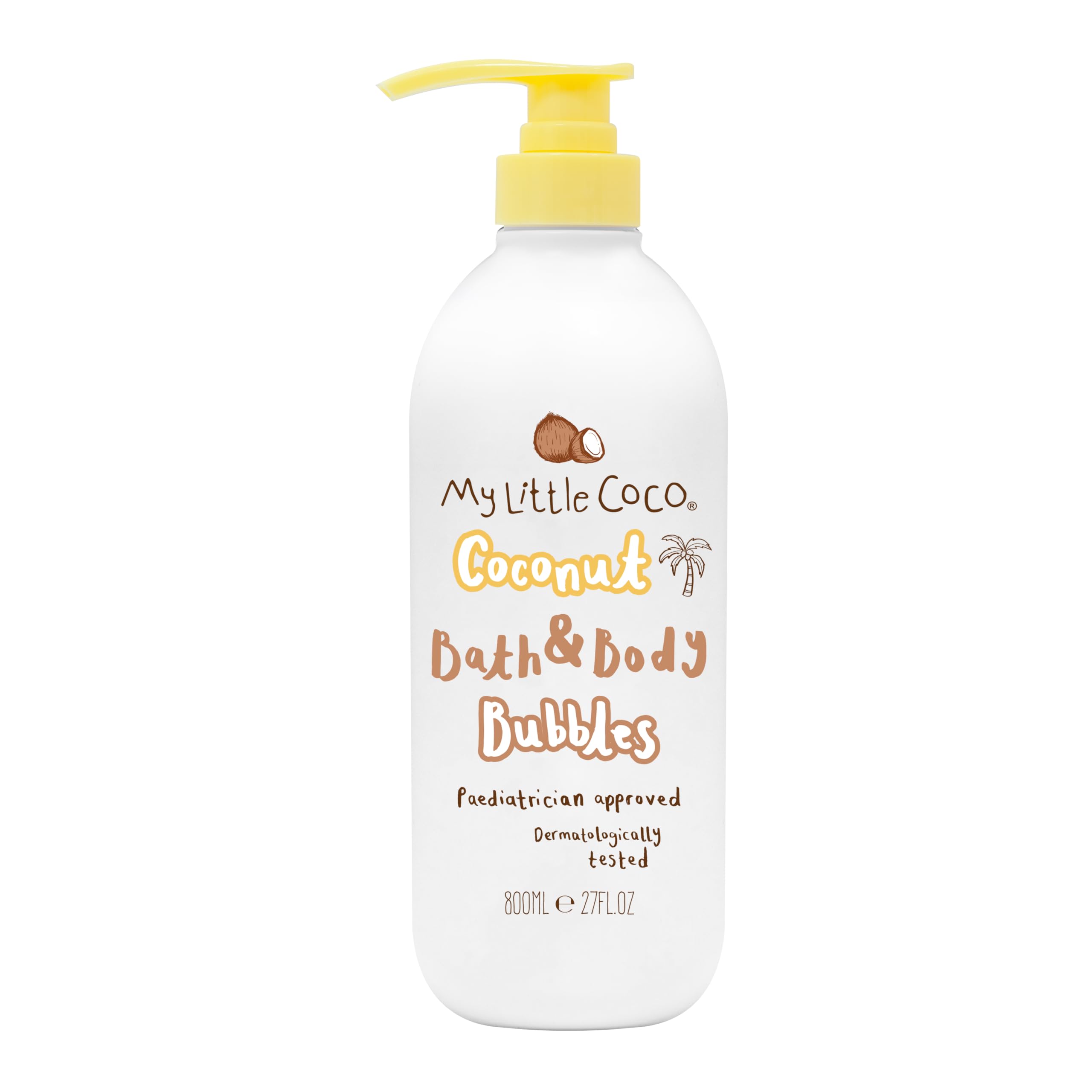 My Little Coco Coconut Bath & Body Bubbles for Baby & Kids, 800ml | Gentle, Dermatologically Tested Cleanser with Organic Coconut Oil | Vegan, Cruelty-Free | Suitable for Sensitive, Delicate Skin