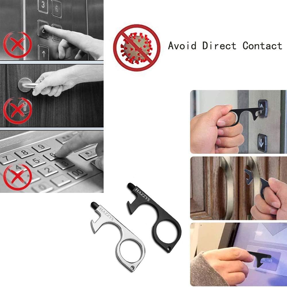 HAZZYS No Touch Tool Handheld door opener tool EDC Keychain Tool for Touchscreens, Handles, Buttons 2Pack - - 