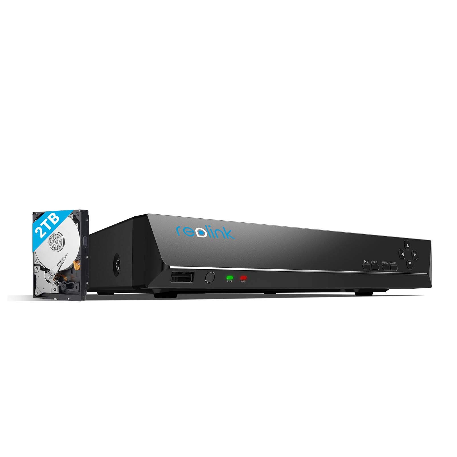 Reolink 4K PoE NVR 8 Channel Pre-Installed 2TB Hard Drive 4K/5MP/4MP/1080P HD 24/7 Surveillance Recording Home Security Camera System Video Recorder RLN8-410