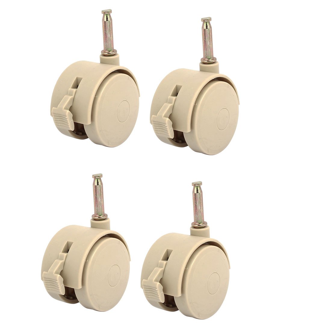 Sourcingmap 4pcs 2-inch Plastic Bed Stem Swivel Caster Tan w Brake