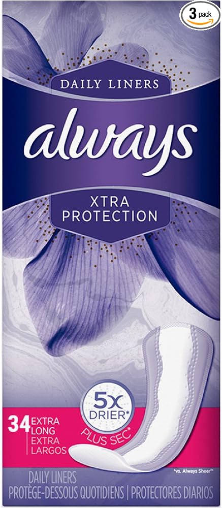 Always xtra protection Extra Long daily liners unscented 34 count (037000426837)