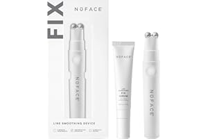 NuFACE FIX Line Smoothing Starter Kit - FDA Cleared Microcurrent Device + Serum Activator for On-The-Go Treatment of Forehead Lines, Crow's Feet, Under Eyes, Smile & Fuller-Looking Lips
