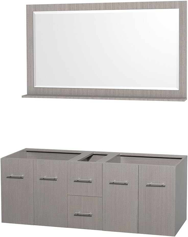 Wyndham Collection Centra 60 inch Double Bathroom Vanity in Grey Oak