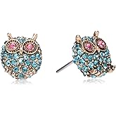 Betsey Johnson Pave Owl Stud Earrings
