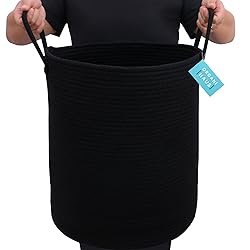 OrganiHaus Woven Laundry Basket - Large Round Black