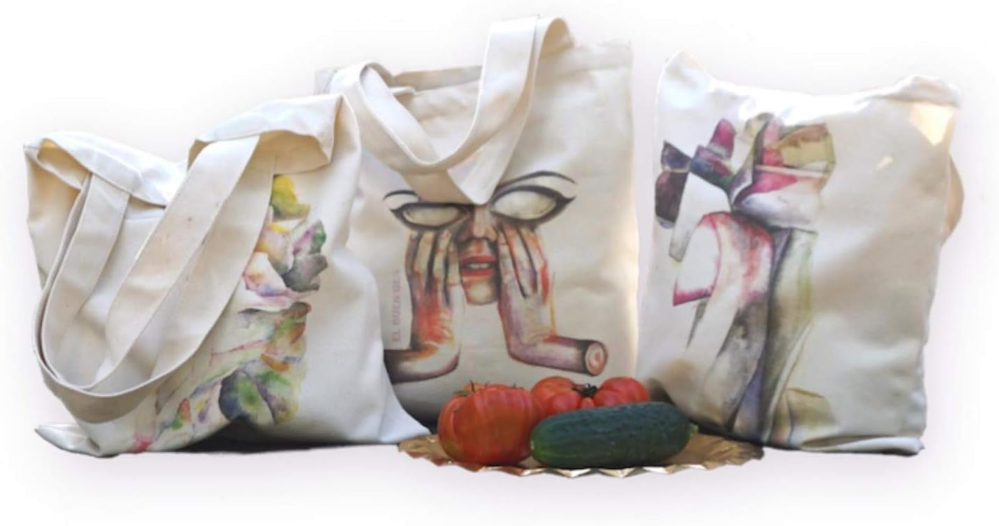 Library Tote Bag Medium Size 13.5''X 16'' Canvas Tote Bags Printed Labtop Canvas Bags 3 Park Shopping Bags Cotton with Unique Paintings by Young Artists Comfortable with Wide & Long Handles