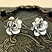 G&G Women Ladies Graceful Ear Stud Black & White Resin Rose Flower Earrings Ear Nail