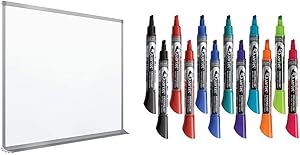 Quartet Porcelain Whiteboard, Magnetic Dry Erase White Board, 4' x 6' & Dry Erase Markers, Whiteboard Markers, Chisel Tip, EnduraGlide, Assorted Colors, Bold Color, 12 Pack (5001-20MA)