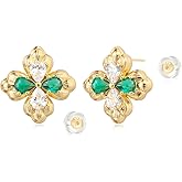 MYEARS Women Earrings Gold Stud Cubic Zirconia 14K Gold Plated Small Simple Hypoallergenic Everyday Jewelry