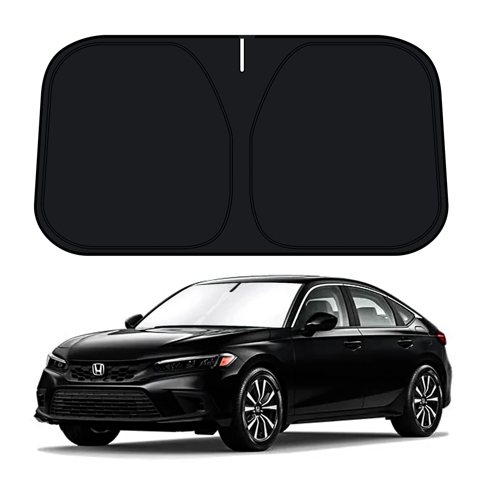 Photo 1 of D-Lumina Windshield Sun Shade for 2022 2023 2024 2025 Honda Civic Accessories, Front Window Sunshade Sun Visor Protector Block UV Rays Heat, Foldable 2 Layers 210T Material
