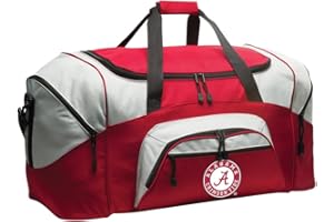 BROAD BAY University of Alabama Duffel Bag - Large Bama Suitcase Travel Duffle or Sports Gear Gym Bag (Alabama Circle Logo - Red) (Alabama Circle Logo - Red)