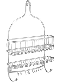 InterDesign York Lyra - Bathroom Jumbo Shower Caddy Shelves - Silver - 16 x 4 x 22 inches