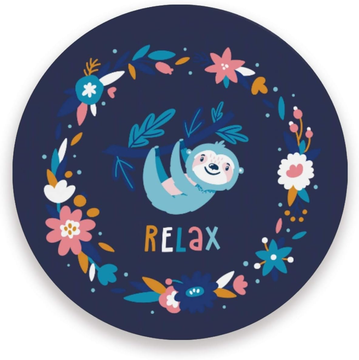 Coasters for Drinks,4 pcs Cute Blue Sloth Baby Ceramic Bar Coasters with Cork Base Non-Slip Home Decor Housewarming Gift Ideal 4