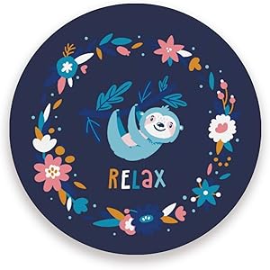 Coasters for Drinks,4 pcs Cute Blue Sloth Baby Ceramic Bar Coasters with Cork Base Non-Slip Home Decor Housewarming Gift Ideal 4