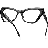 JFXQDR Women's Blue Light Blocking Glasses, Trendy Cat Eye Computer Gaming Eyeglasses Anti Glare & UV RF6216 (Black Cateye Frame)