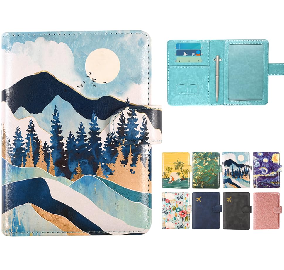 DMLuna Passport Holder Premium PU Leather Travel Passport Wallet RFID Blocking Passport Cover Case Travel Documents Organizer with Pen Holder, for Women and Men - Moonlight