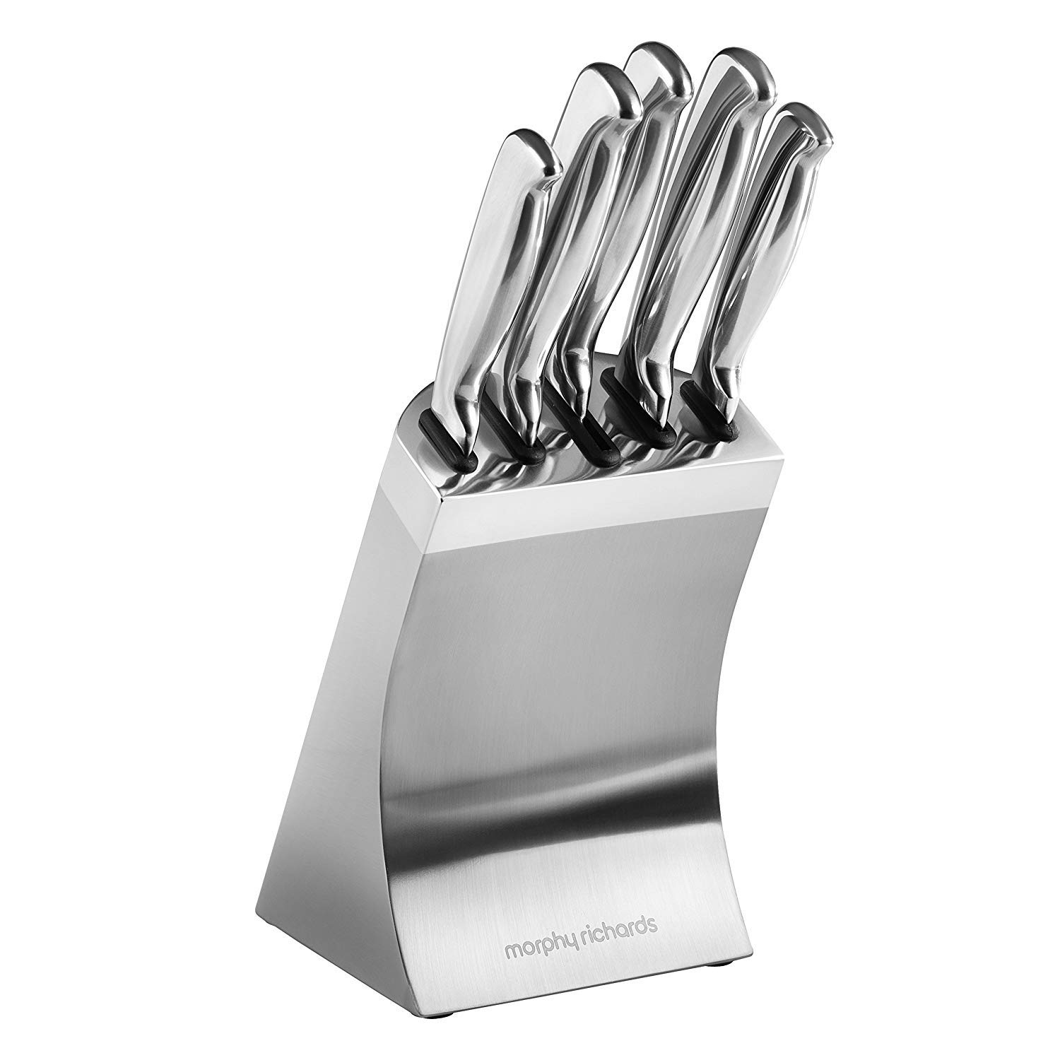 Morphy Richards Accents Knife Block, Satin, Stainless Steel Finish, Stainless Steel, 5Piece