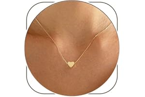 Foxgirl Gold Heart Necklaces for Women 14k Gold Plated Pendant Necklace Simple Cute Necklaces for Women Dainty Layered Choker Necklaces for Women Gold Jewelry for Teen Girls