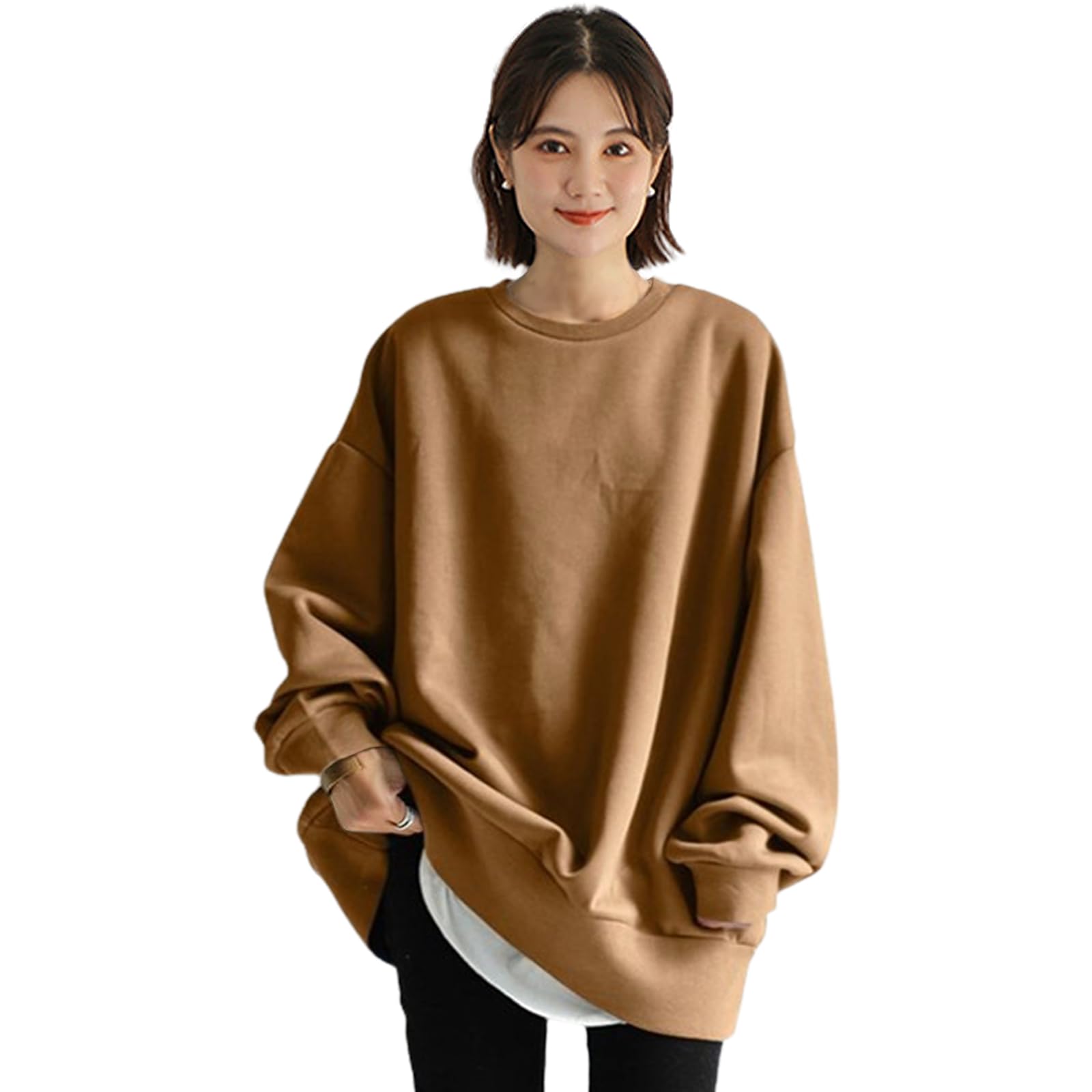 MEME XTRA Women's Sweatshirt, Hoodie, Pullover, Loose, Large Size, Big Silhouette, Sweatshirt, Korean Top, Long Sleeve, Stylish, Solid, Body Cover, Going Out, Casual, Big Silhouette