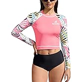 BesserBay Women's UPF 50+ Long Sleeve Rashguard Swimming Crop Top