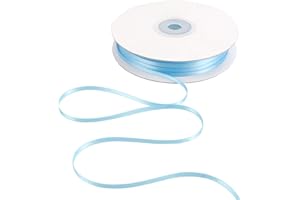 HUIHUANG Solid Color Satin Ribbon 1/8 inch x 100 Yards Roll Ribbon Thin Satin Baby Light Blue 1/8 Crafts Ribbon for Crafts Gift Wrapping DIY Bows Invitation Card (Blue)