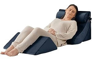 Axelrod Orthopedic Bed Wedge Pillow Set, Post Surgery Foam for Back, Neck and Leg Pain Relief Comfortable & Adjustable Ortho Pillows- Anti Snoring, Heartburn, Acid Reflux & GERD Sleeping Dark Indigo