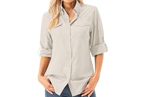 liyiyiyia Women's Button Down Shirts, Women's Safari Shirt UPF 50 Long Sleeve Womens Collared Tops Sun Dress Shirt Work