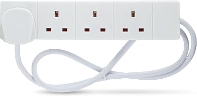 Status 4 Way Socket Extension Lead 1m Cable White 13A Wall Mountable