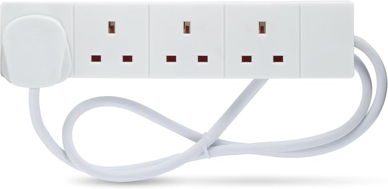 Status 4 Way Socket Extension Lead 1m Cable White 13A Wall Mountable