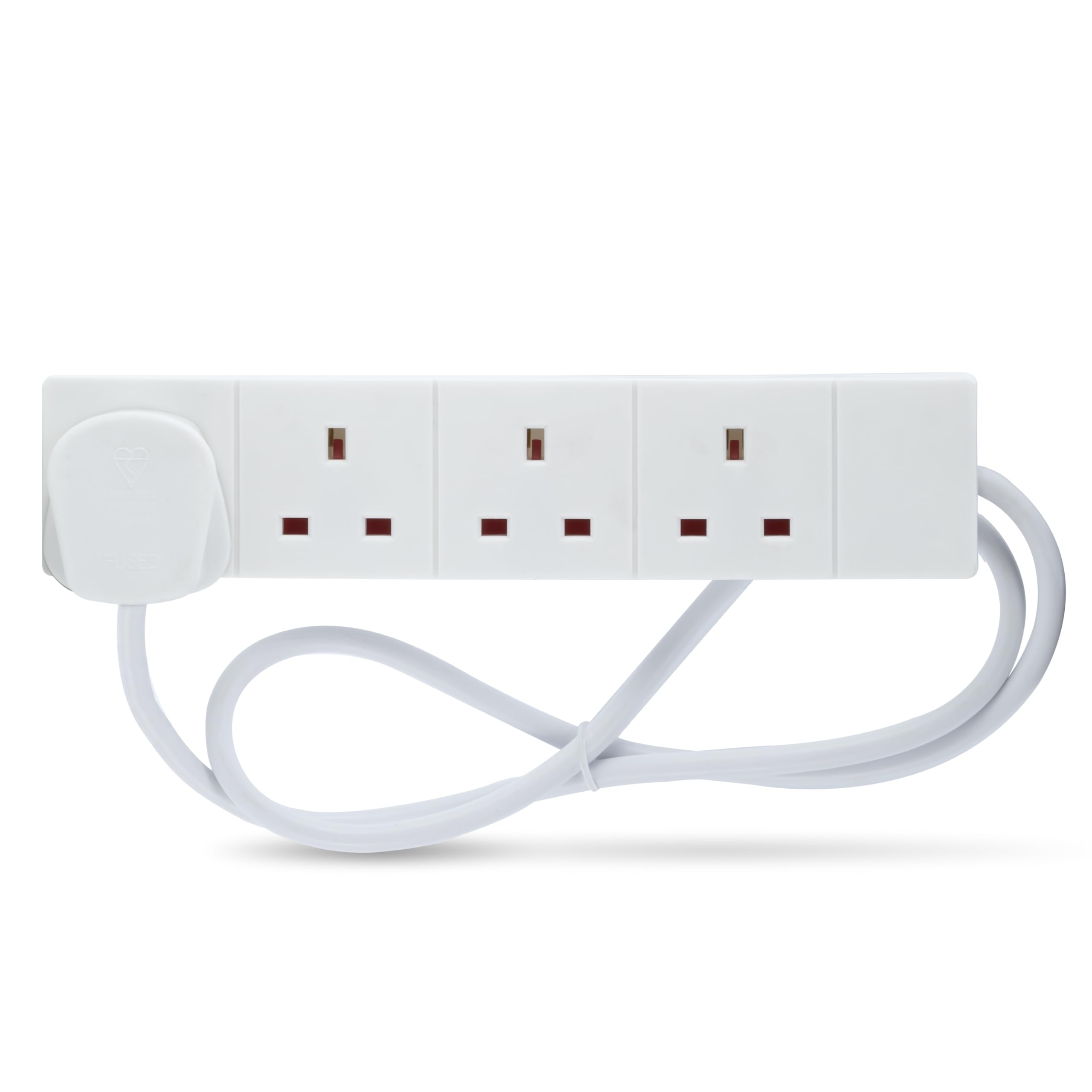 STATUS 4 Way Socket Extension Lead, 1m Cable Multi-Plug Power Strip for Home & Office Use, Wall Mountable in White (4WS1M20)
