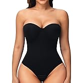 JOYSHAPER Strapless Shapewear Bodysuit for Women Tummy Control Low Back Body Shaper Thong Body Suits Tops with Built-in Bra