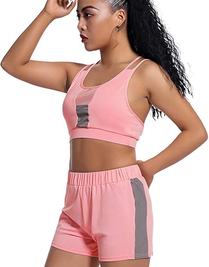 Mujeres Sports Tops y Pantalones Cortos, Camiseta Deportivas sin ...