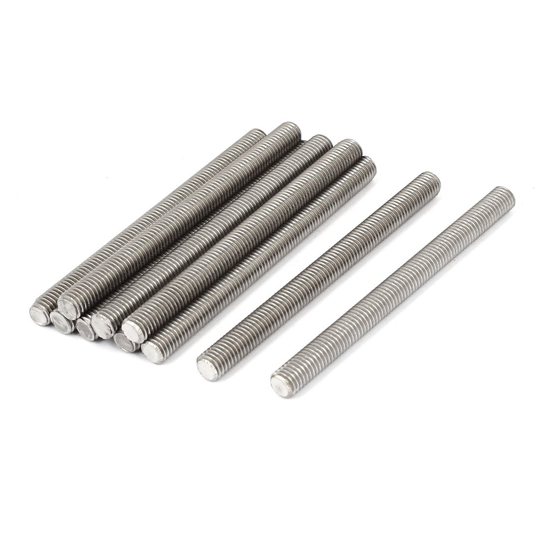Sourcingmap M8 x 100mm 304 Stainless Steel Fully Threaded Rods Hardware Silver Tone 10 Pcs