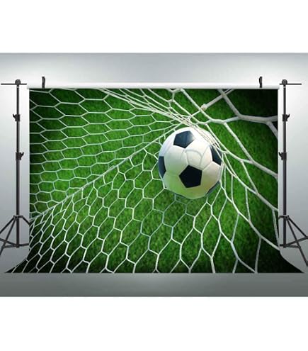Toile Fond Football 1.8x1.2m - Décoration Fête Photographie - Stade Projecteur