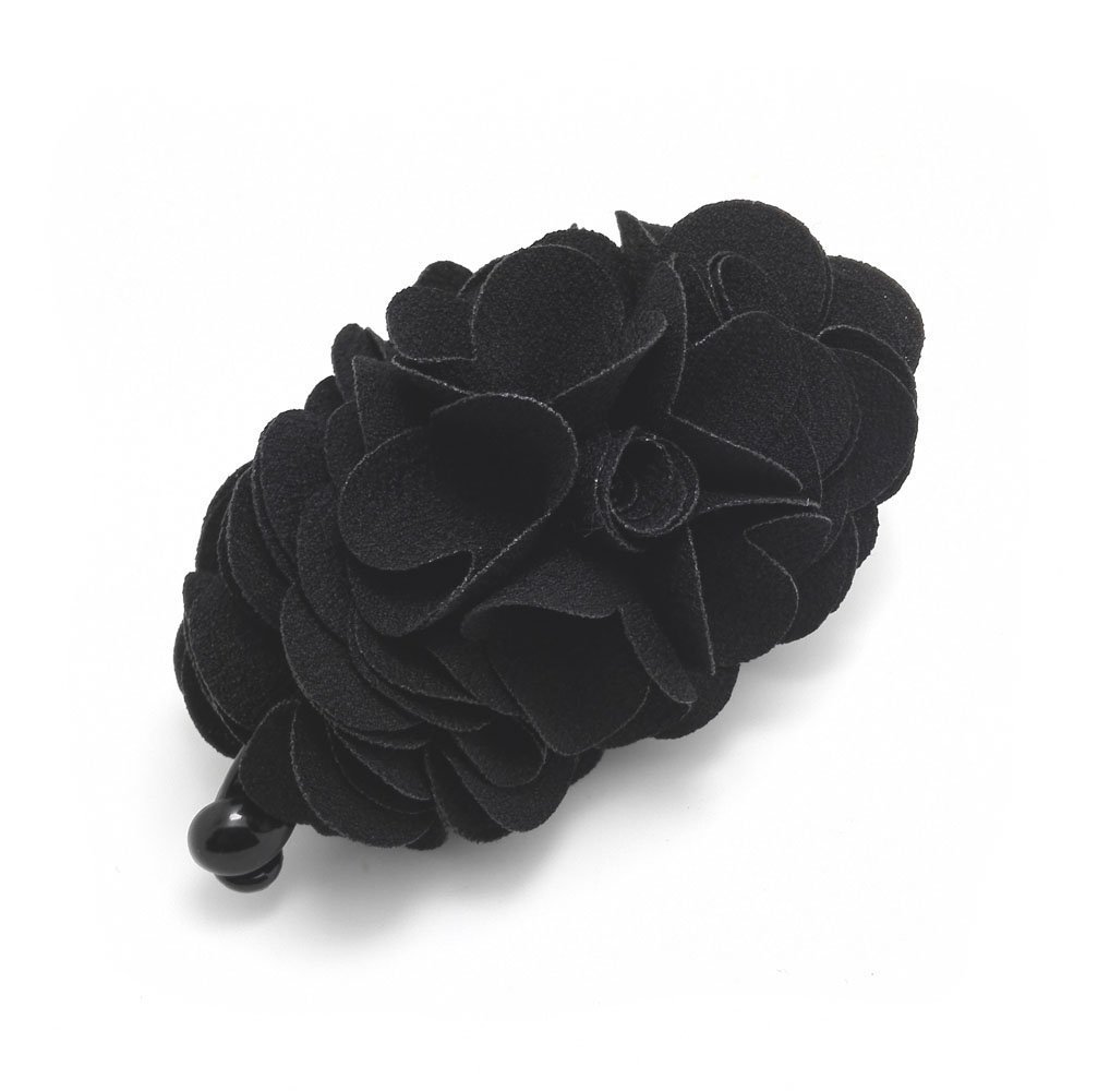 Meilliwish Flowers Rose Hair Clip Ponytail Holder(H41)(Black)