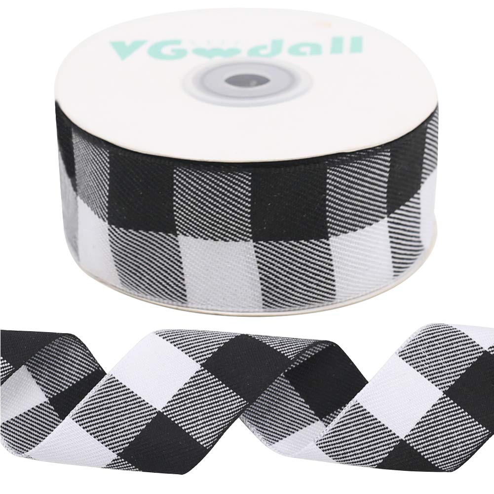 Buffalo Ribbon Decoration-25 Yards ×1.5 Inch White and Black Gingham Ribbon, Decorate Your House,Staircase and DIY Any Kind of Style You Like