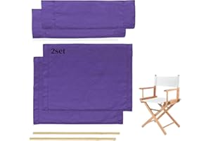 Wonafa 2 Set Director Chair Canvas Replacement with Wood Stick,21.2" L x 16.1" W/21.2X 7.8 Portable Replacement Cover Canvas for Directors Chair，Casual Director Chair Replacement Canvas (Purple)