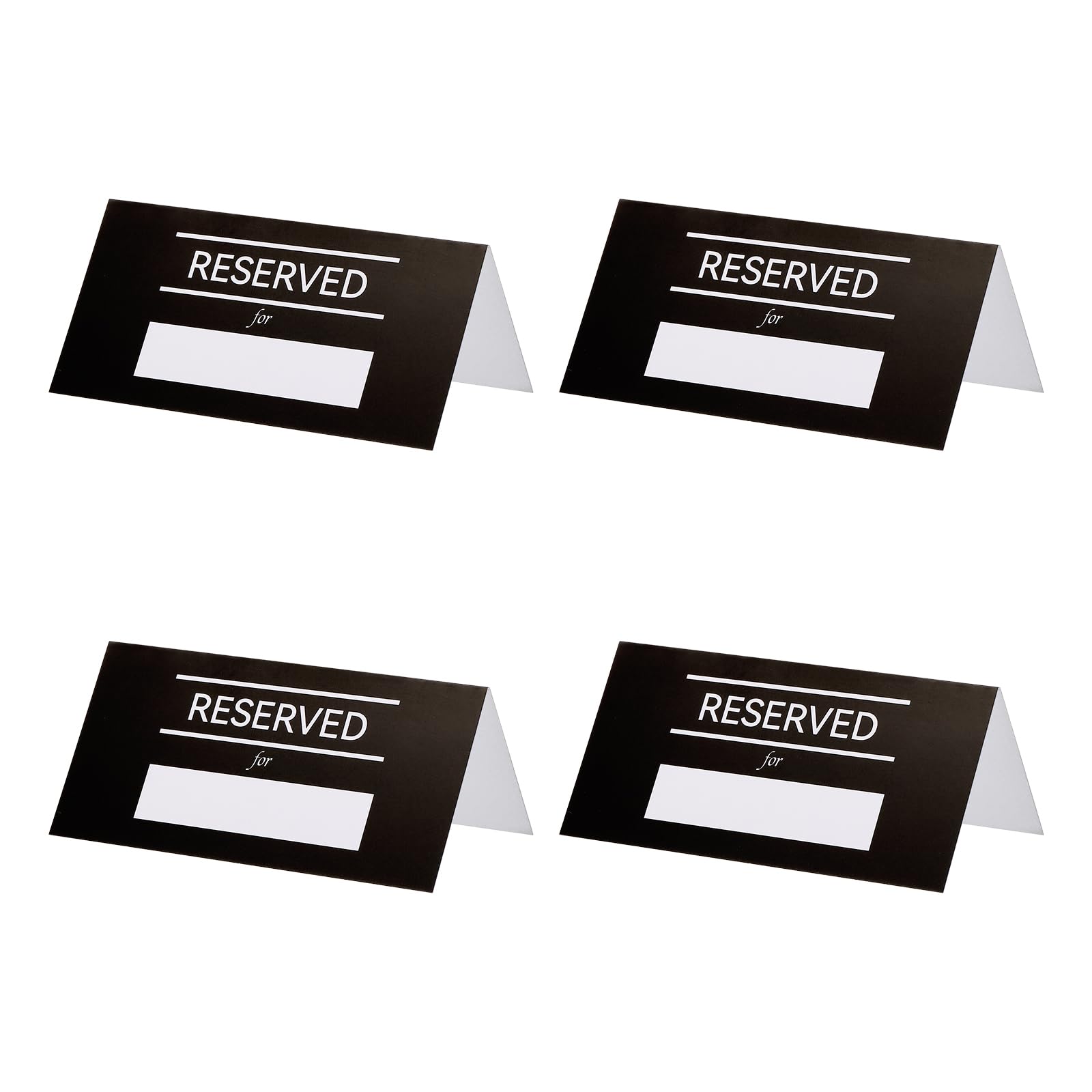 PATIKIL 20 Pack Reserved Table Signs, Double Sided Seating Name Cards Tables Tent Blank Card for Wedding Restaurant Party Event Foodservice, Black