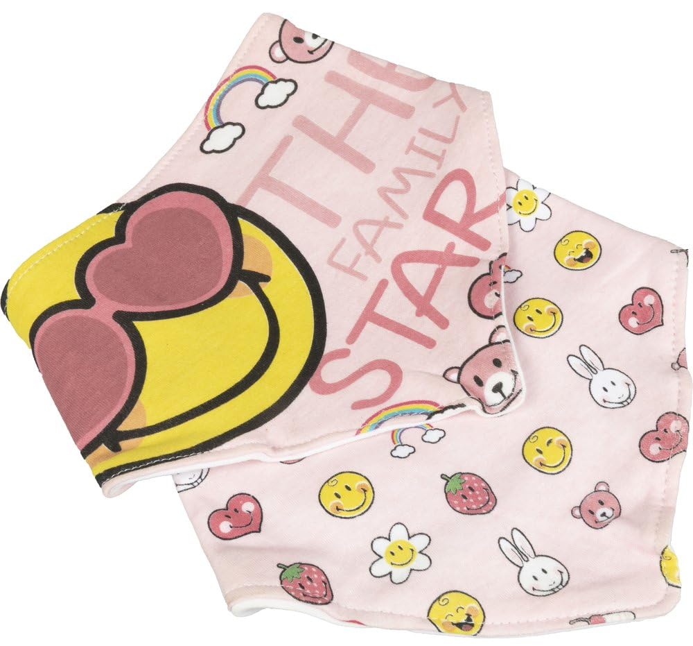 Lulabi Smiley Girl Set of 2 Bandana Bibs in Cotton