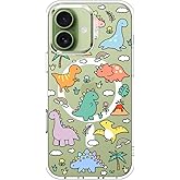MOSNOVO for iPhone 17 Case | Compatible with Magsafe | Military Grade 6.6ft Drop Tested | Camera Control | Clear with Dinosaur Land Design