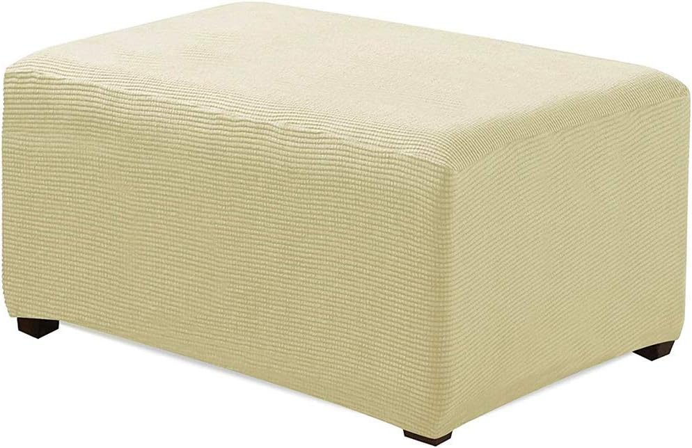Nati Footstool Slipcover Stretch Jacquard Rectangle Stool Covers