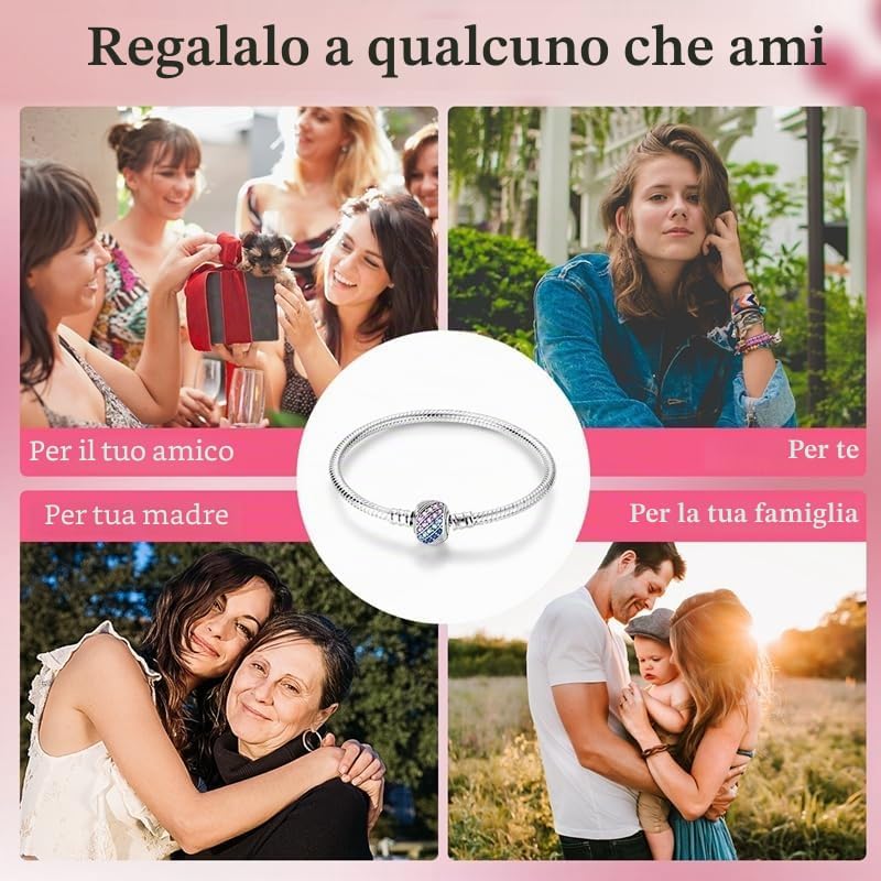Moments-Bracciale Donna Argento 925 Braccialetto Snake Bracciali Gioielli Regalo Natale Compleanno Festa Della Mamma per Moglie Amiche Amica