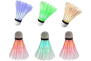 YYZP 6-Pack LED Badminton Shuttlecocks, Badminton Birdies Glow in The Dark Birdie Badminton Set for Outdoor/Indoor Lighting Sport Activities Toys Game