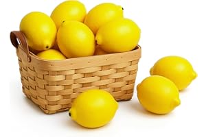 BigOtters Artificial Lemons, 3.7" x 2.5" Big Size Vivid Faux Lemon Plastic Fake Yellow Lemons for Decoration Fake Fruit Bowl, Home Kitchen Table Cabinet Party Decor Photography Prop 12PCS
