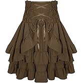 FEOYA Women’s Gothic Skirt Steampunk High-Low Layered Skirts Renaissance Halloween Vintage Dressing Pirate Skirts 2024