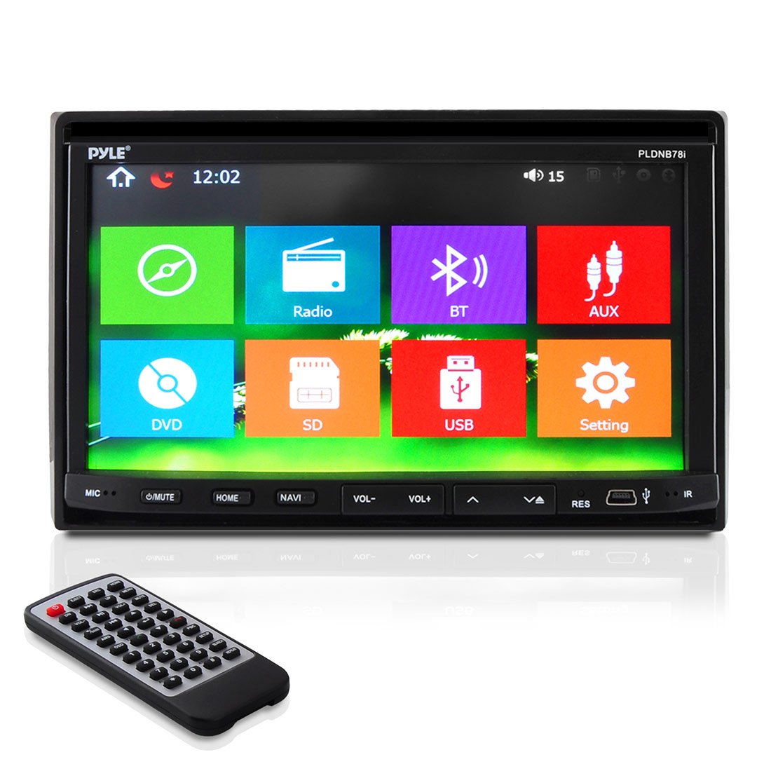 7” Double Din Car Stereo - In Dash Receiver with GPS Navigation, Touchscreen, CD/DVD Player, Android System, LCD Monitor Screen, MP3, USB, SD, FM Bluetooth Compatible- Pyle PLDNB78I