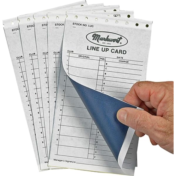 Baseball & Softball Lineup Cards - 4-Part Carbon Copy, 5.5x8.5 Inches, Pack Of 60 With 12 Batting Slots